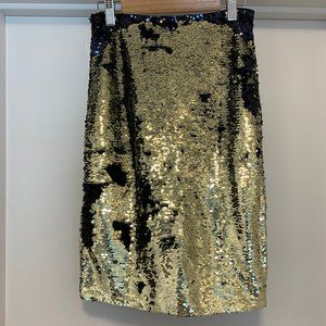 H&M reverse gold and black sequined pencil skirt